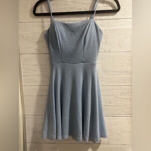 B. Smart Light Blue Shimmer Fit & Flare Dress Size 0 Sparkle Party Mini